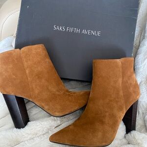 Saks Fifth Avenue Brown Suede Ankle Booties
